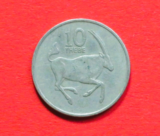 Botswana:  10 Thebe, 1976-1989, gebraucht (used / ss+)