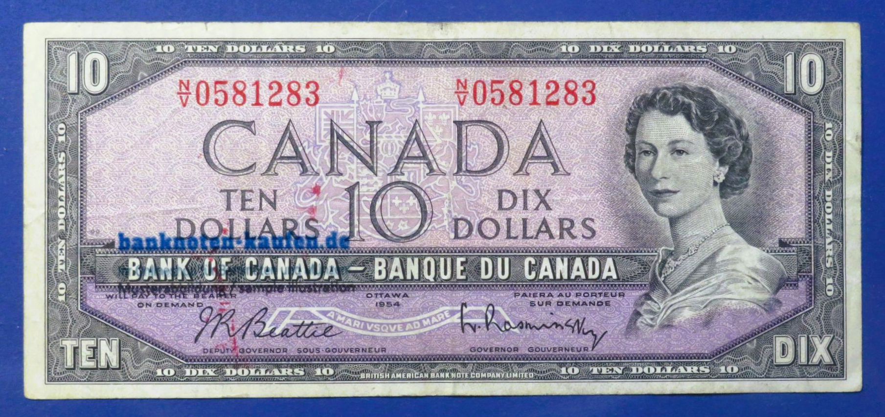 Canada, 10 Dollars, 1954, circulated (USED / VF), P-79b