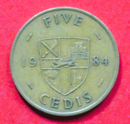 Ghana: 5 Cedis, 1984, gebraucht (used / ss), # 27