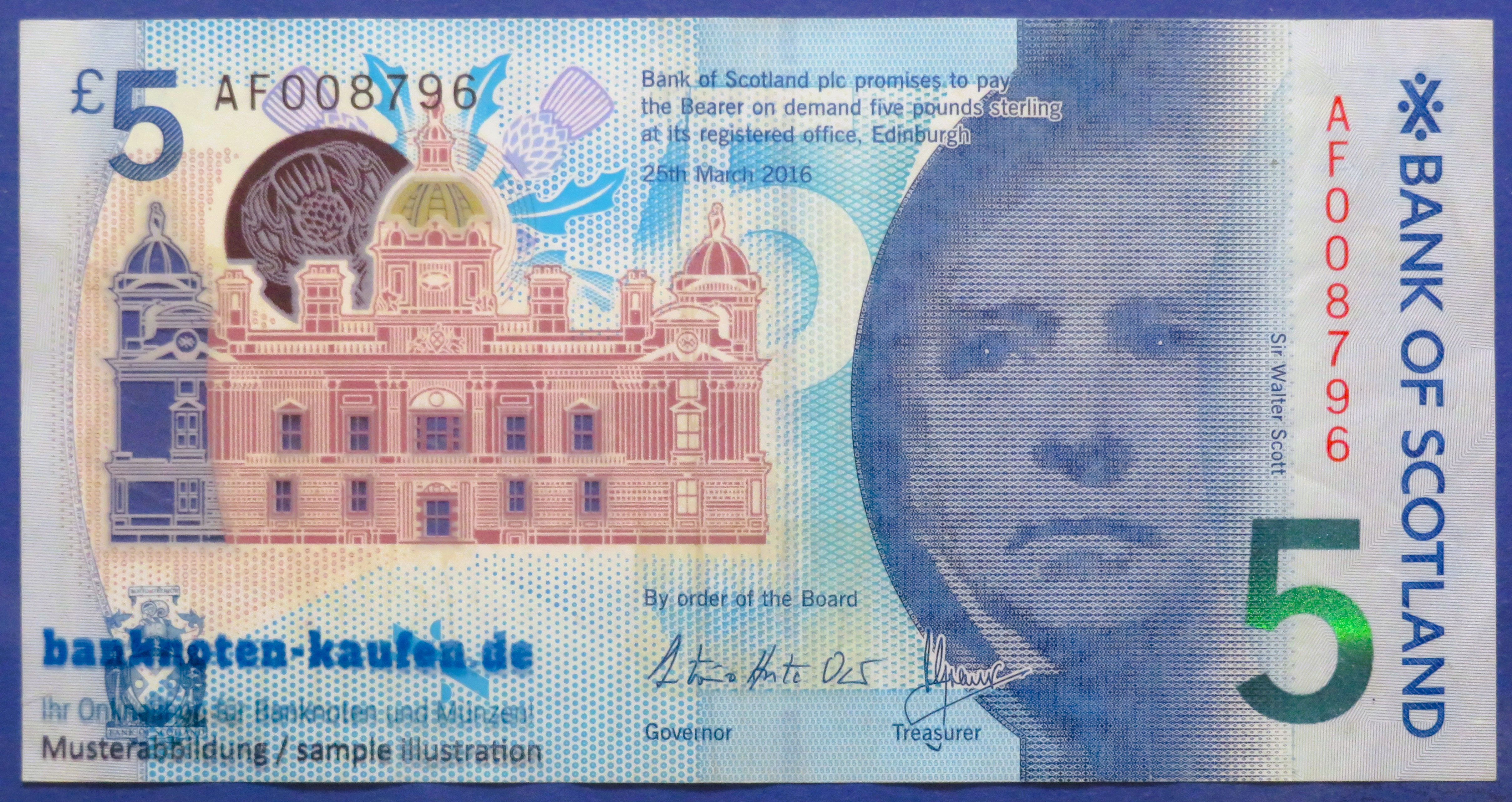 Schottland, 5 Pounds, 2016, gebraucht (USED / VF), Polymer, P-130