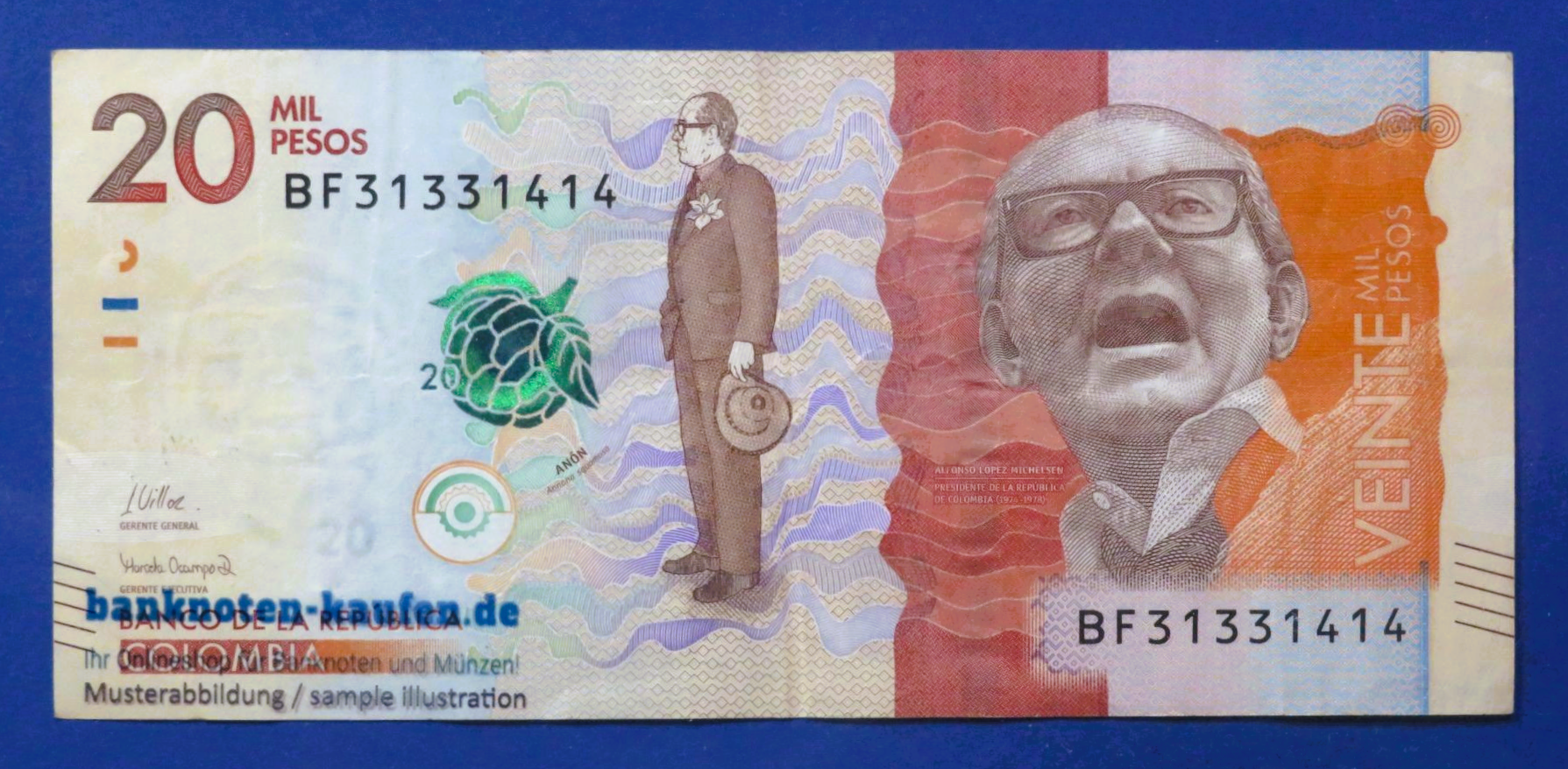 Colombia - 20,000 Pesos, 2022, circulated (USED / VF), P-461g