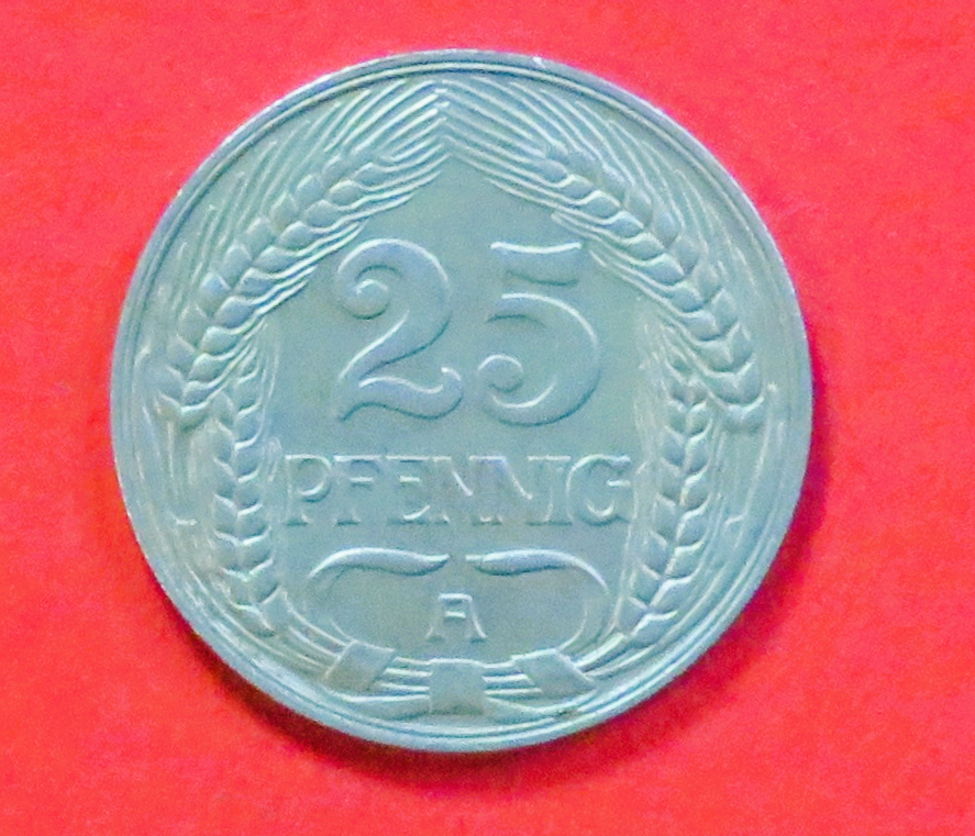 Deutsches Reich: 25 Reichspfennig, 1910 gebraucht (used / ss+), # 15