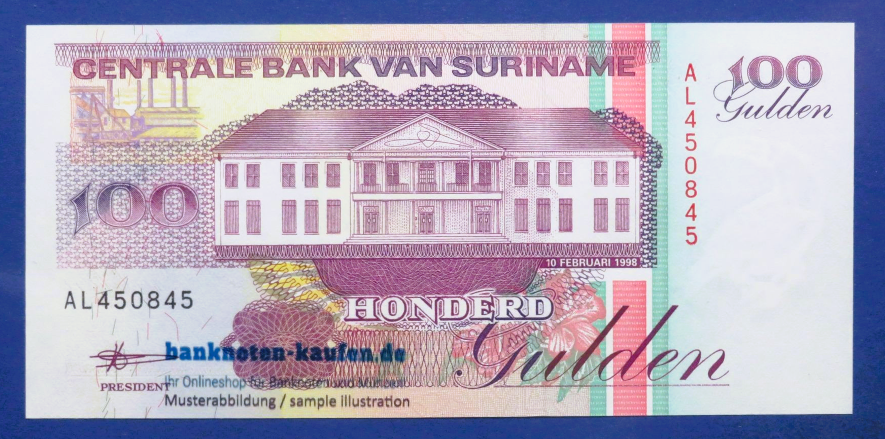 Suriname, 100 Gulden, 1998, uncirculated (UNC), P-139b