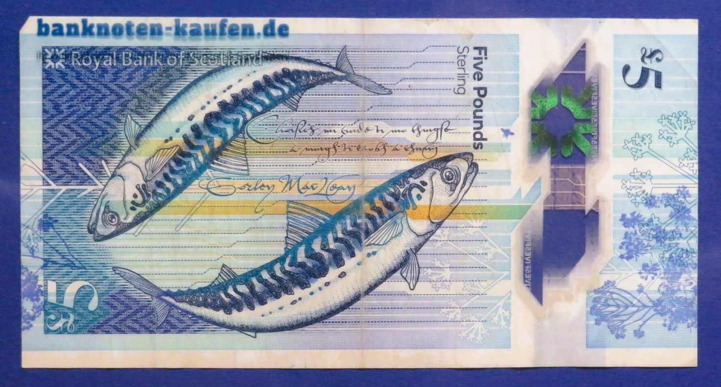 Scotland, 5 Pounds, 2016, circulated (USED / F), Polymer, P-370a