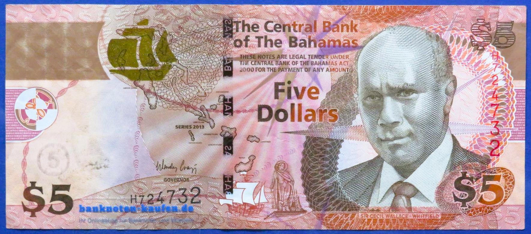 Bahamas, 5 Dollars, 2013, gebraucht (USED / VF), P-72A