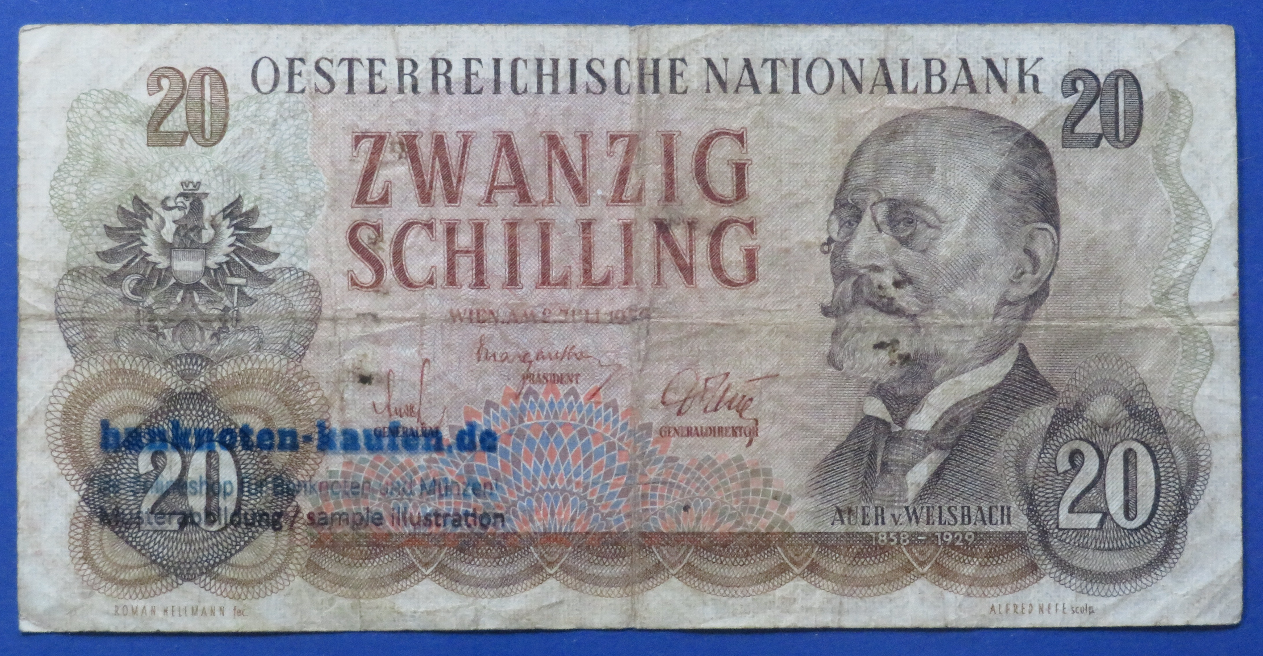 Austria, 20 Schilling, 1956, circulated (USED / F), P-136