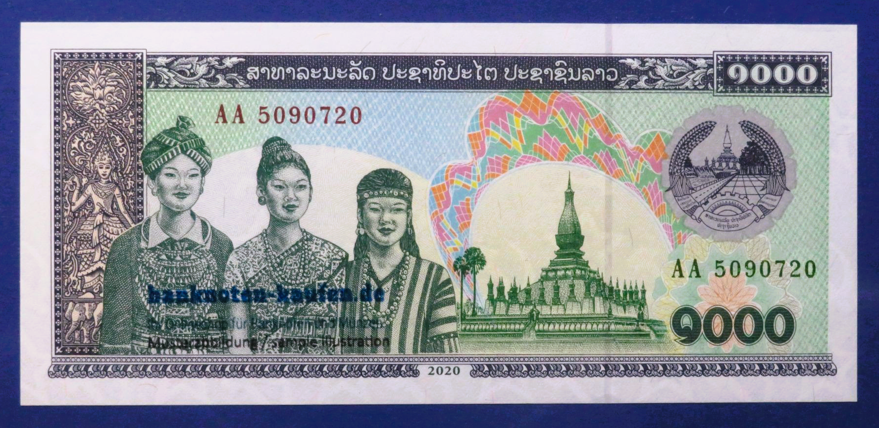 Laos, 1.000 Kip, 2020, kassenfrisch (UNC), P-32Ac