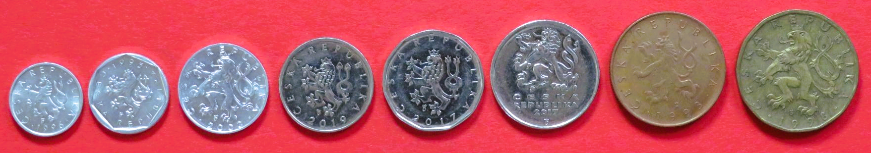 Tschechien - Set: 10/20/50 Haleru + 1/2/5/10/20 Korun, 1993+, gebraucht (used / ss-vz), # 172-179