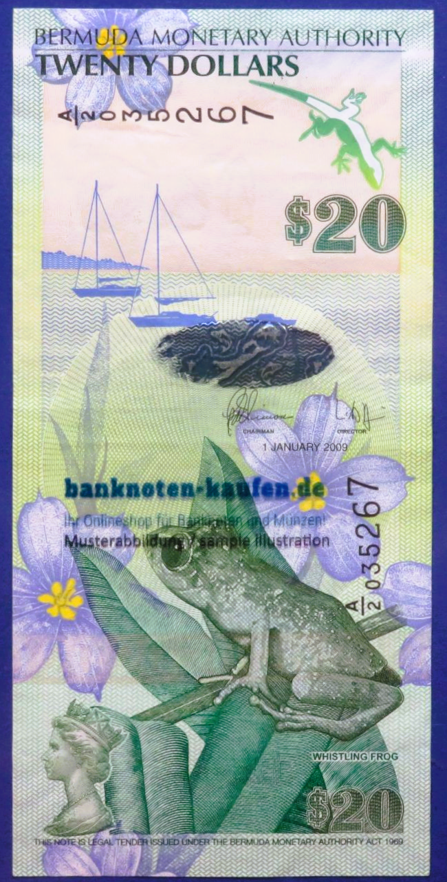 Bermuda, 20 Dollars, 2009, circulated (USED / VF+), P-60