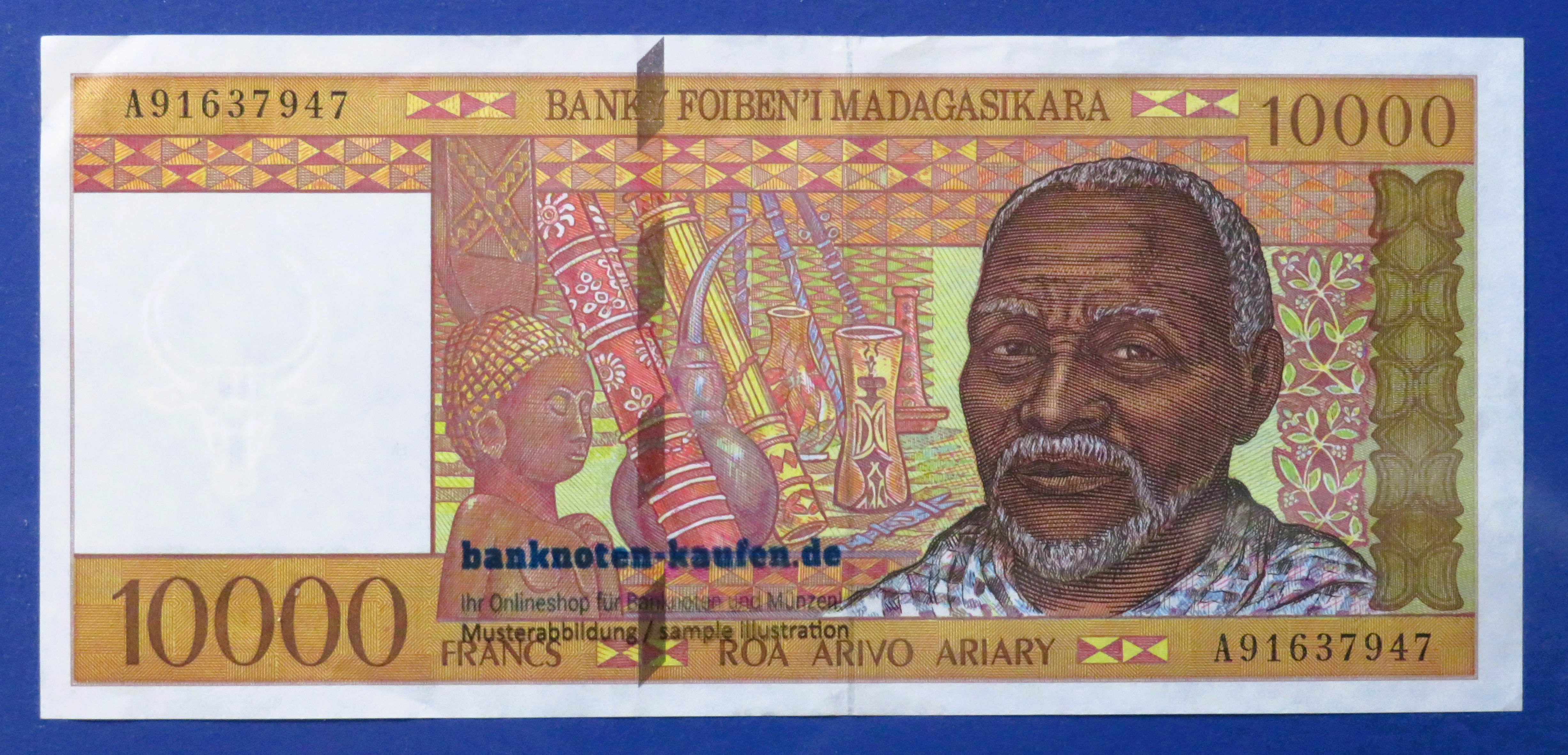 Madagaskar, 10.000 Francs, 1995ND, gebraucht (USED / VF+), P-79b