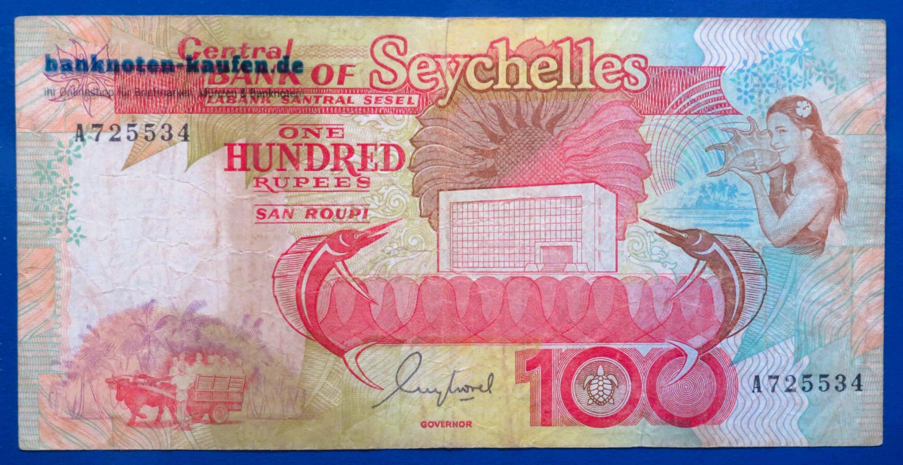 Seychellen, 100 Rupien, 1989ND, gebraucht (USED / F), P-35