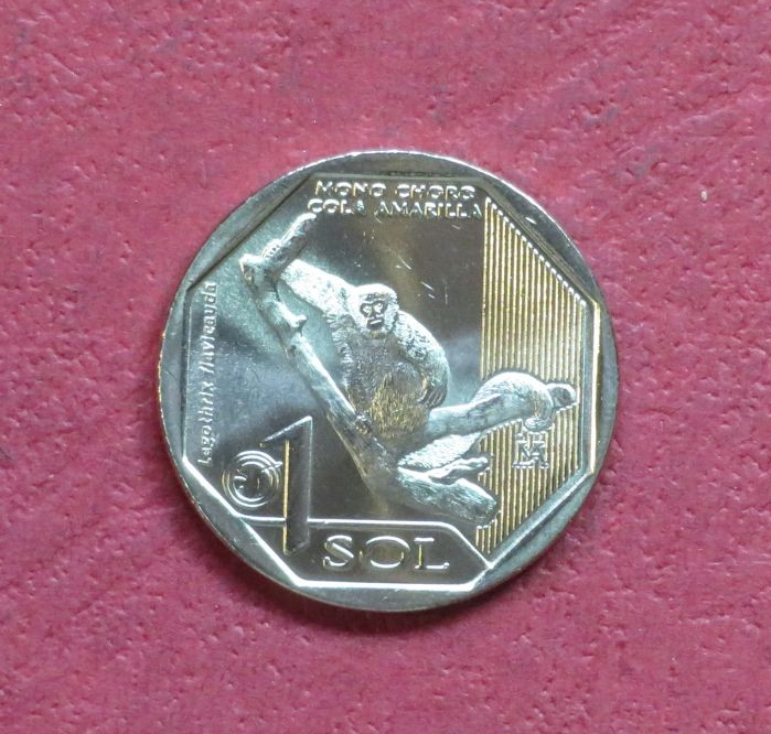 Peru, commemorative coin, 1 Sol, 2019, uncirculated (UNC), "monkey"