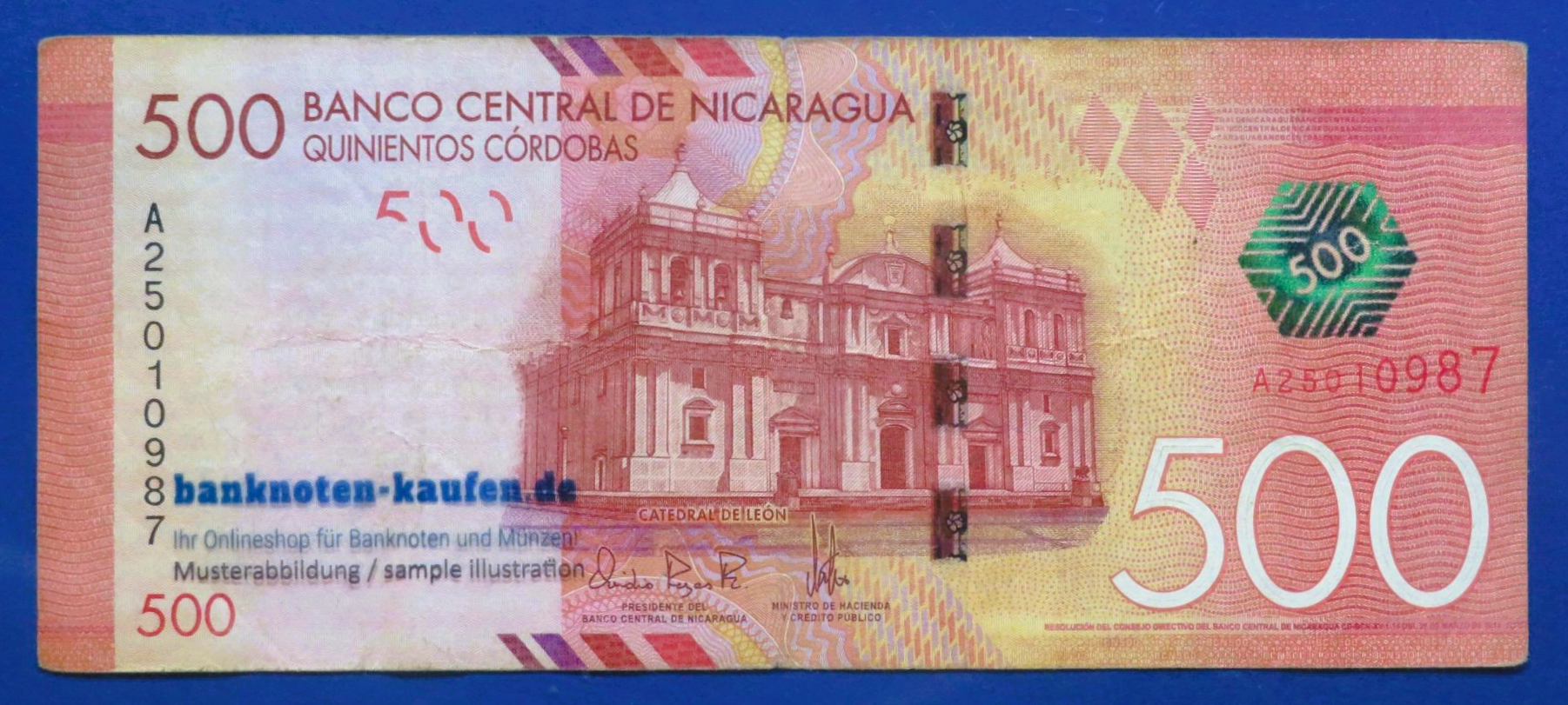Nicaragua, 500 Cordobas, 2014, circulated (USED / F), P-214