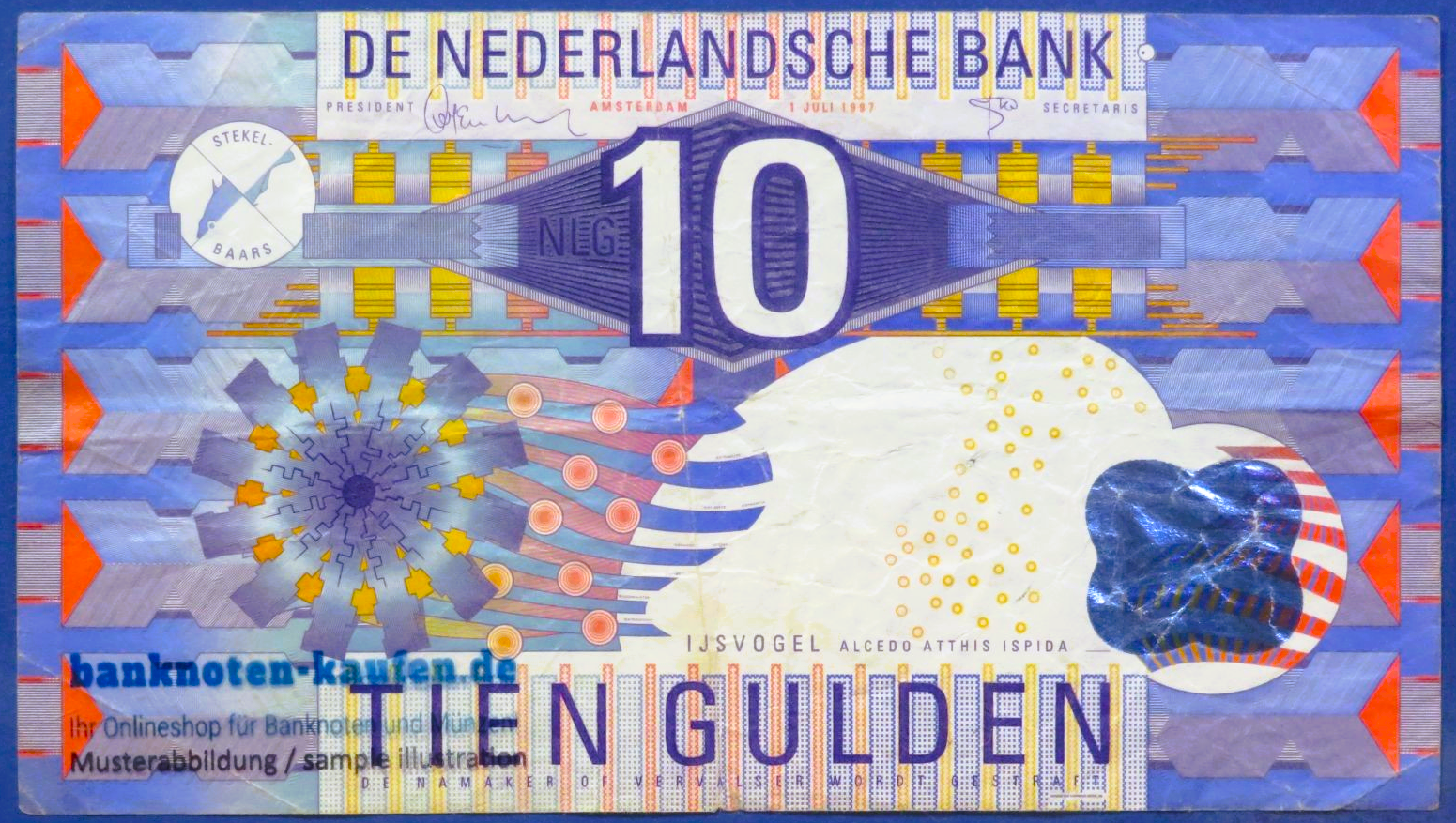 Niederlande, 10 Gulden, 1997, gebraucht (USED / F), P-99