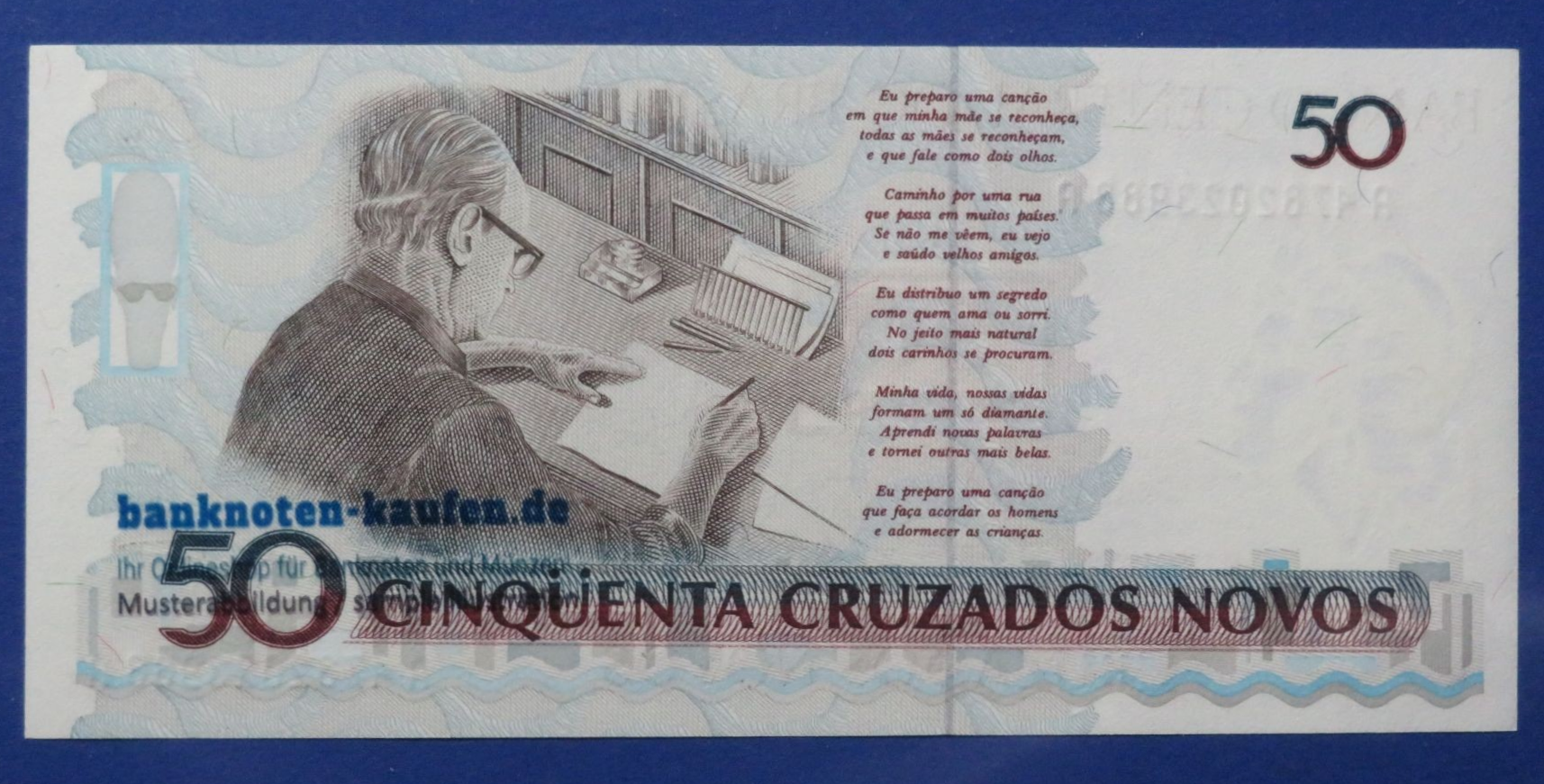 Brazil, 50 Cruzeiros on 50 Cruzados Novos (Ovpt.), 1990ND, uncirculated (UNC), P-223