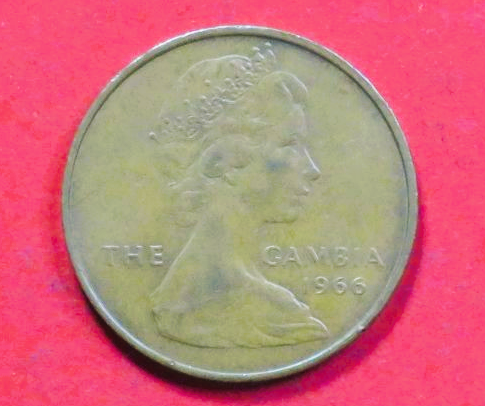 Gambia, 1 Penny, 1966, gebraucht (used / ss), # 1