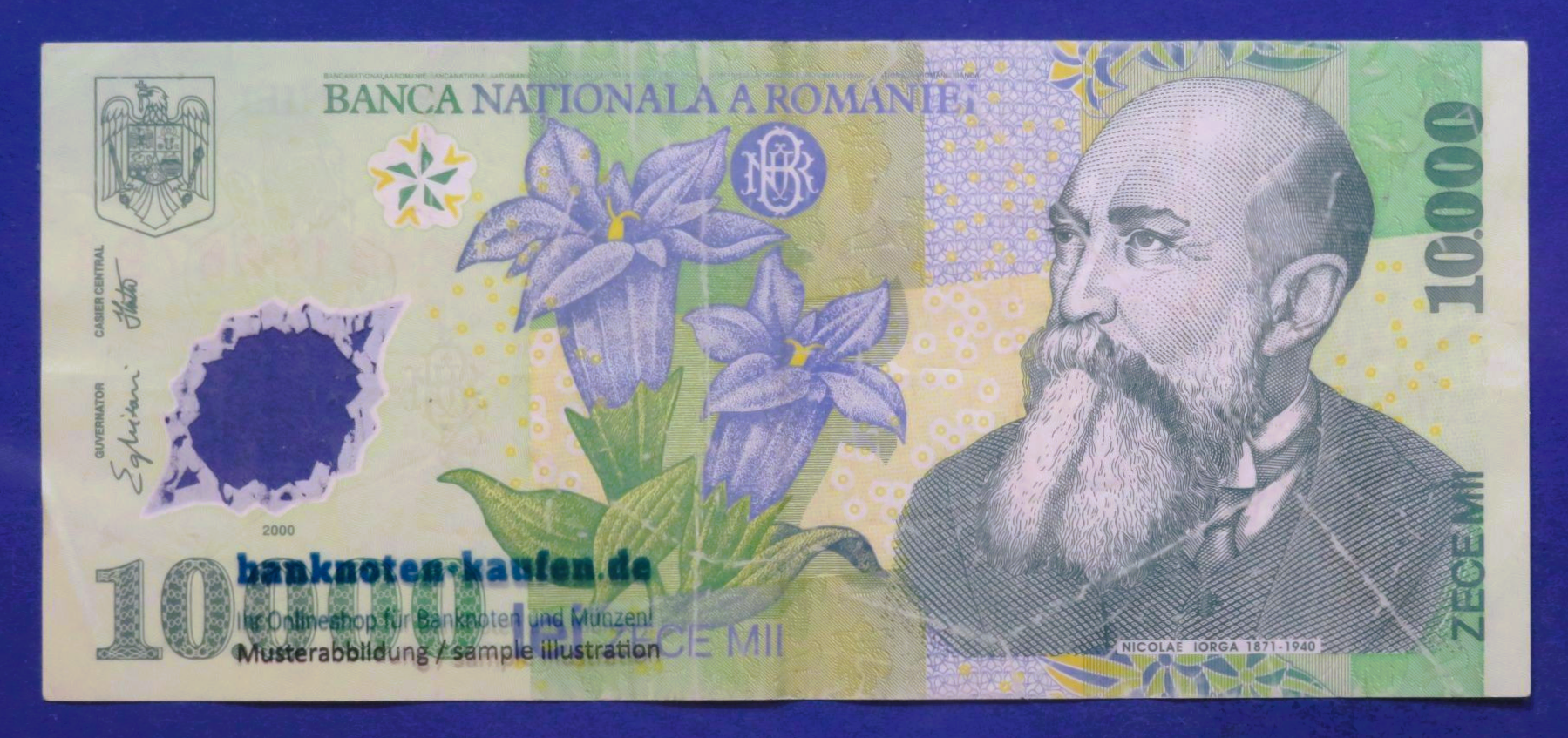 Romania - 10,000 Lei, 2000, circulated (USED / F), Polymer, P-112a