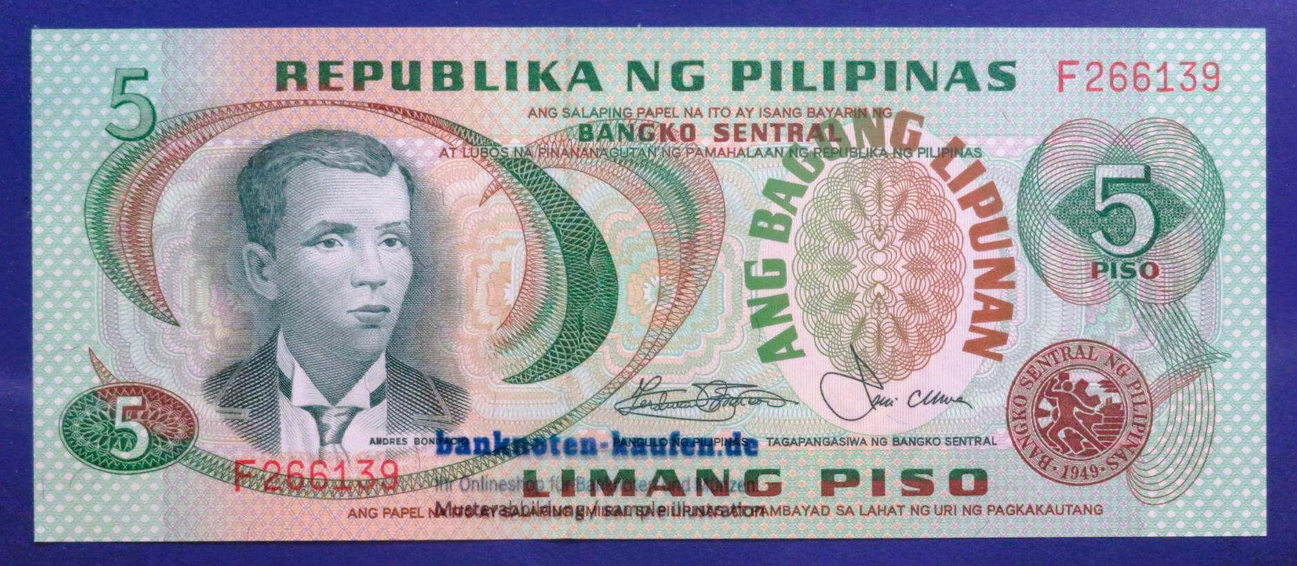 Philippinen, 5 Piso, 1978ND, kassenfrisch (UNC), P-160c