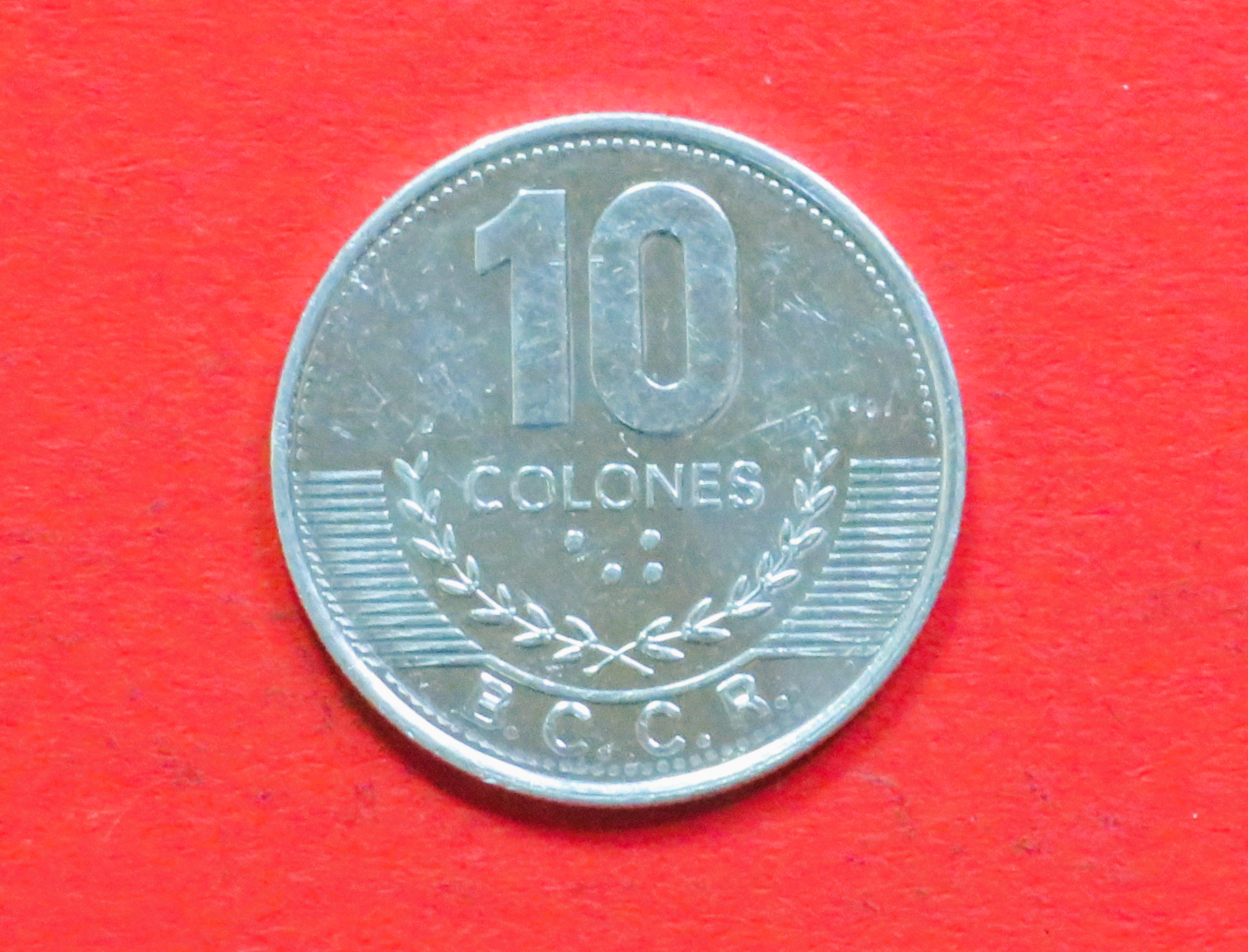 Costa Rica: 10 Colones, 2005+, gebraucht (used / ss+), # 89b