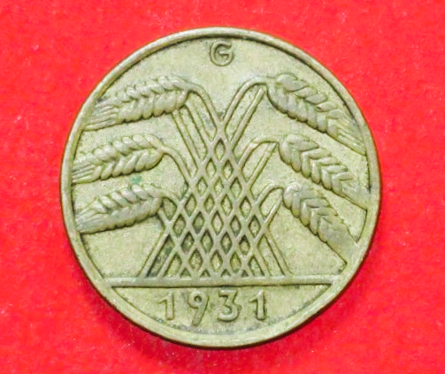 Deutsches Reich: 10 Reichspfennig, 1931 (G), gebraucht (used / ss), # 40