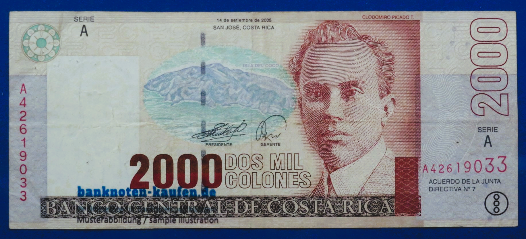 Costa Rica - 2,000 Colones, 2005, circulated (USED / VF), P-265e