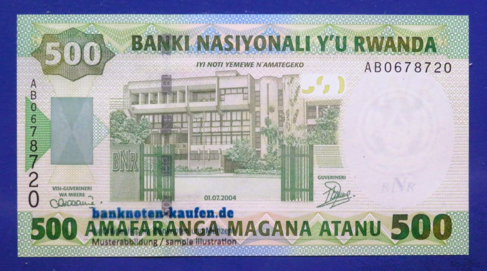 Ruanda, 500 Francs, 2004, kassenfrisch (UNC), P-30a