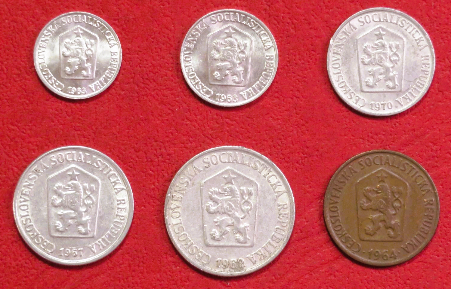 Czechoslovakia - Set 1:  1-50 Heller, 1962-76, circulated (USED / vf)