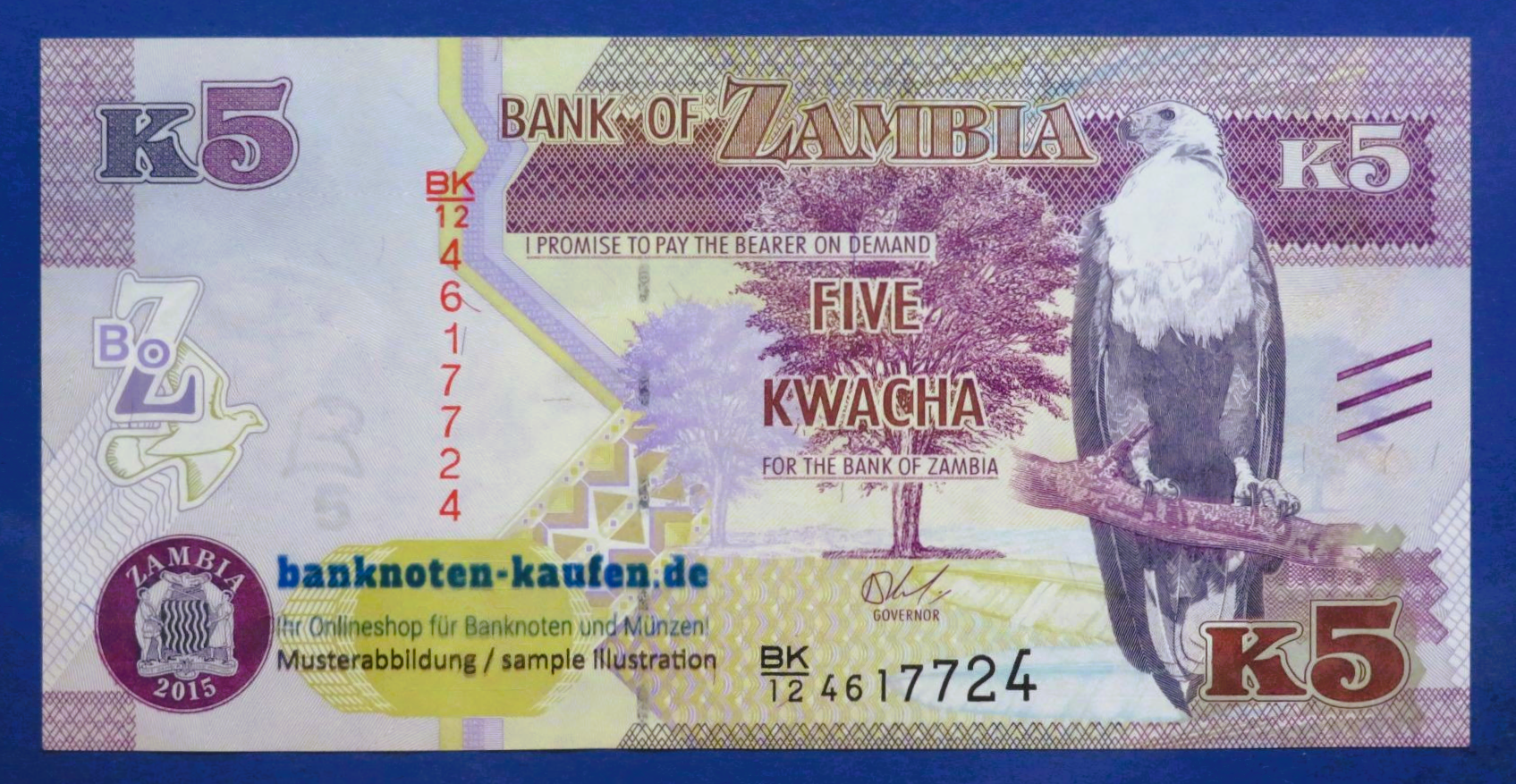 Zambia, 5 Kwacha, 2015, circulated (USED / XF), P-57