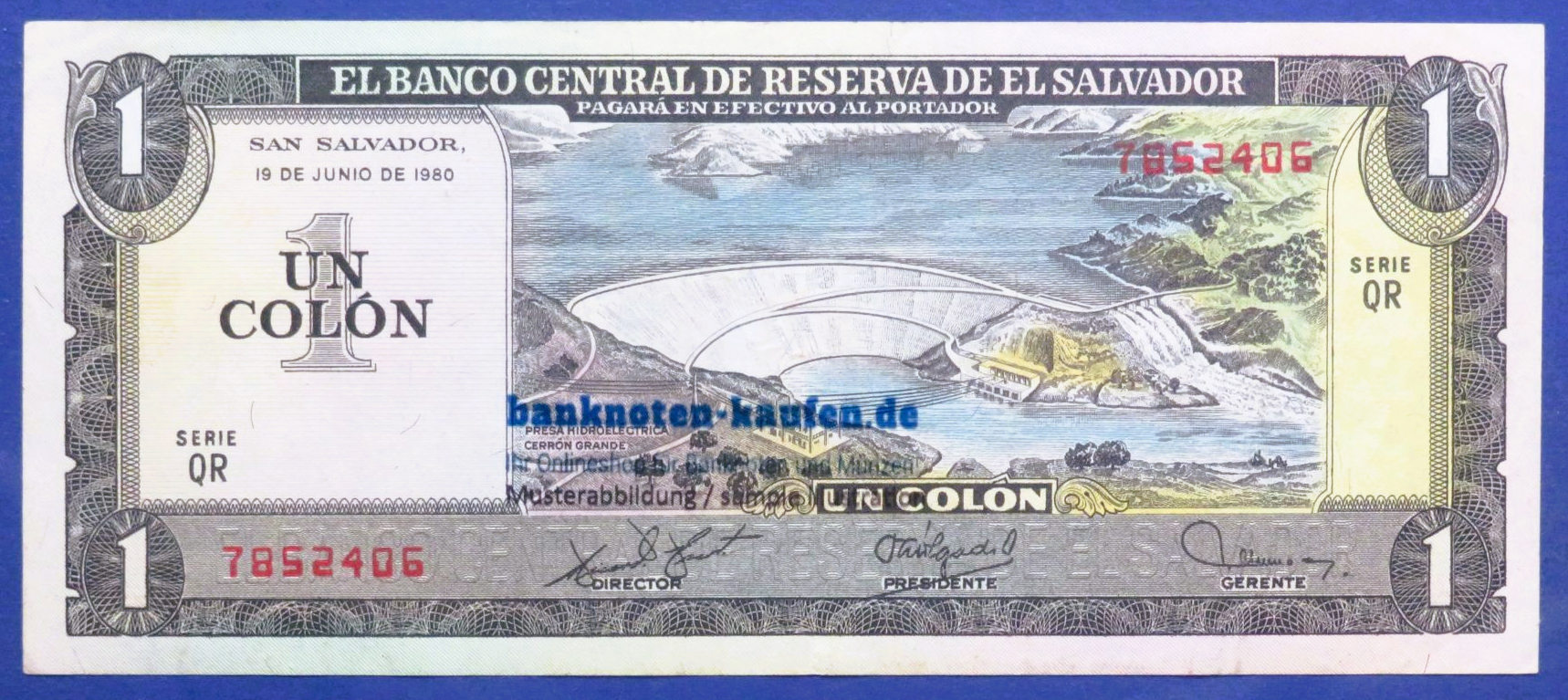 El Salvador, 1 Colon, 1980, circulated (USED / VF), P-125b