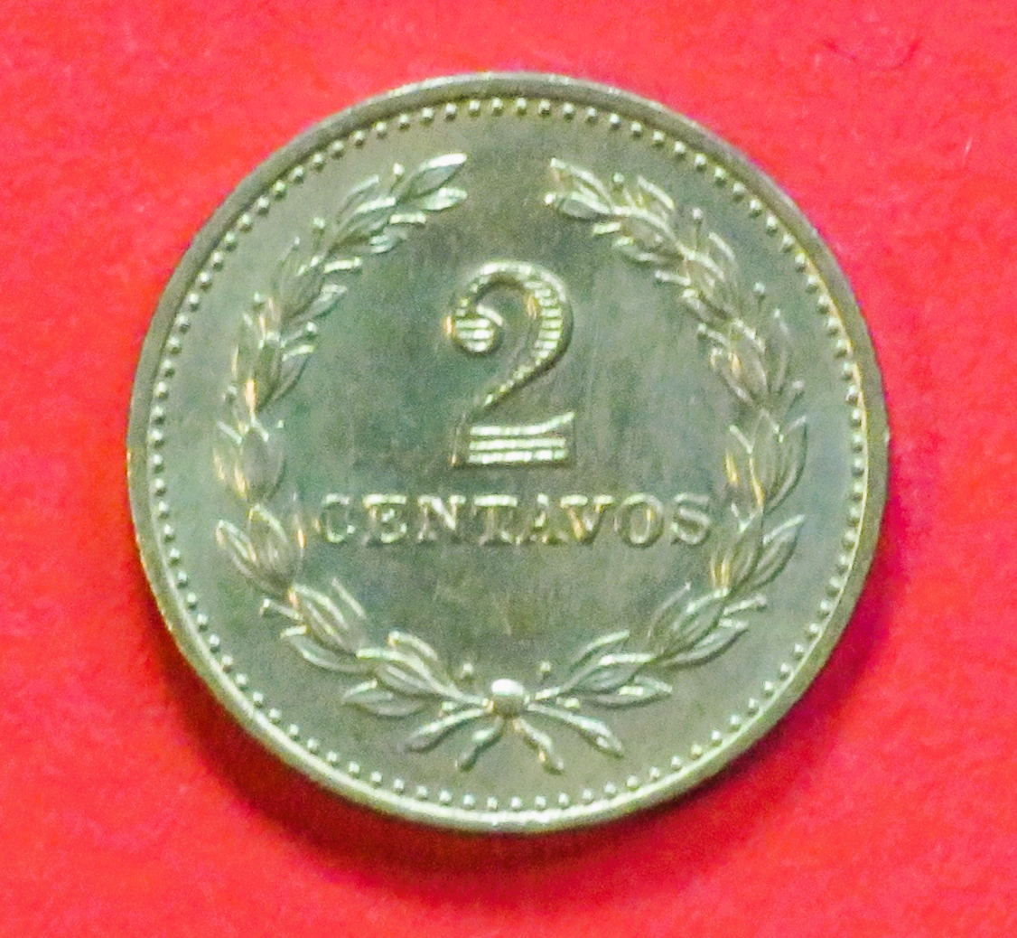 El Salvador: 2 Centavos, 1974, gebraucht (used / ss+), # 19