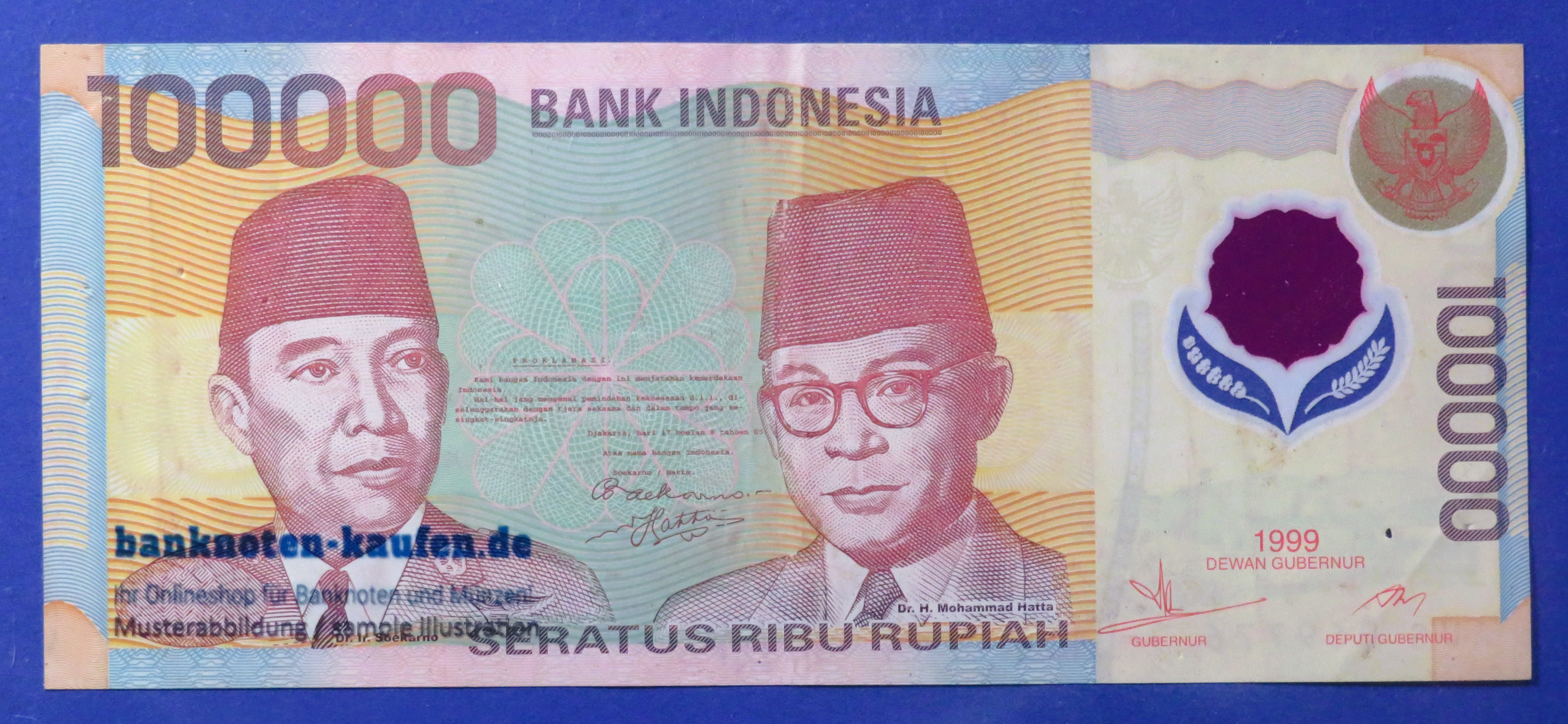 Indonesia - 100,000 Rupiah, 1999, circulated (USED / VF), Polymer, P-140