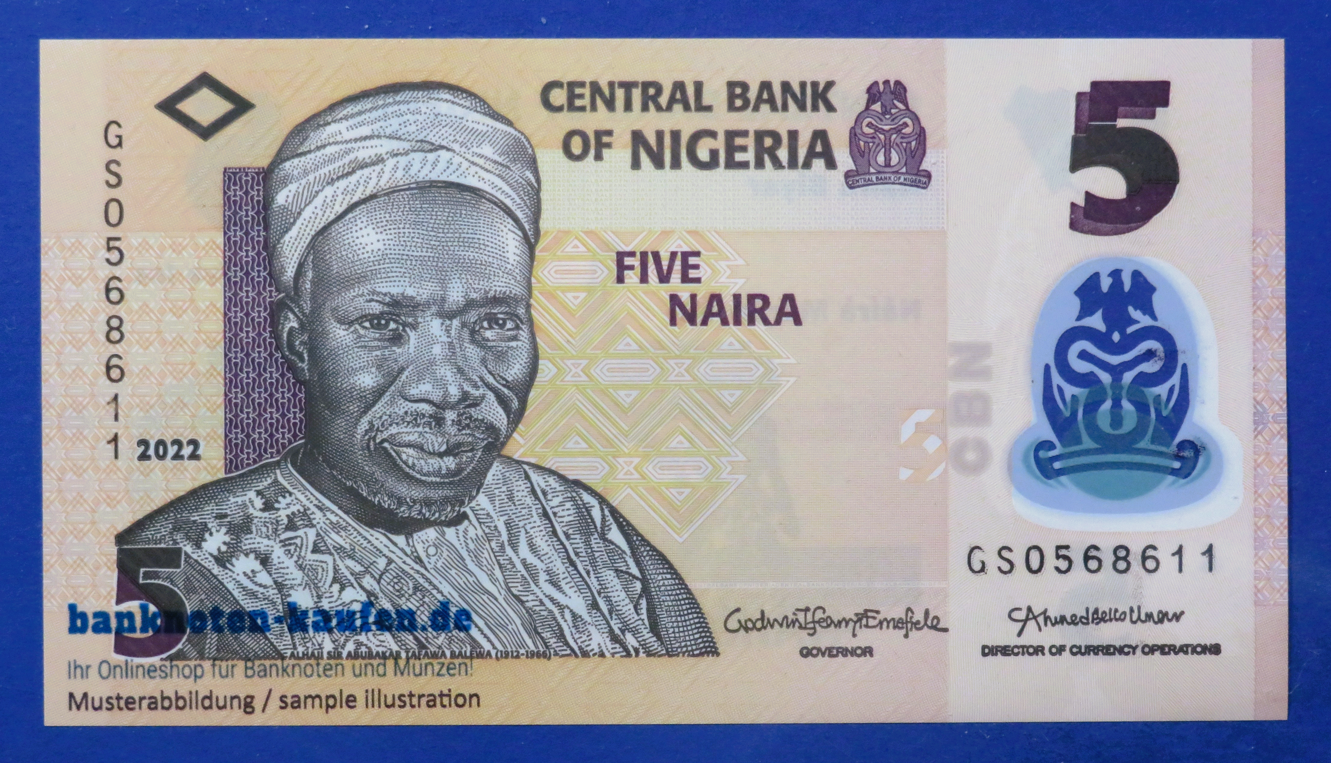 Nigeria, 5 Naira, 2022, uncirculated (UNC), Polymer, P-38m