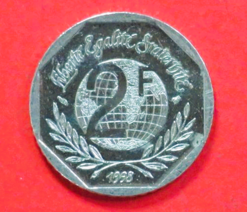 Frankreich:  2 Francs, 1998, gebraucht (used / ss+), Gedenkausgabe, # 540