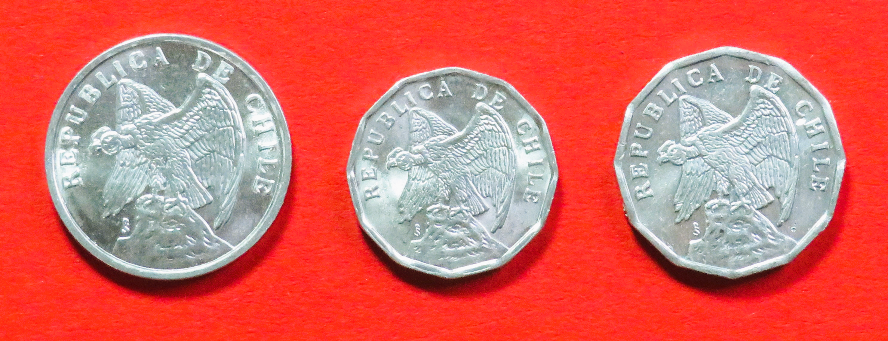 Chile - Set 4:  1/5/10 Centavos, 1975-1979, gebraucht (used / ss), # 50, 51a, 52a