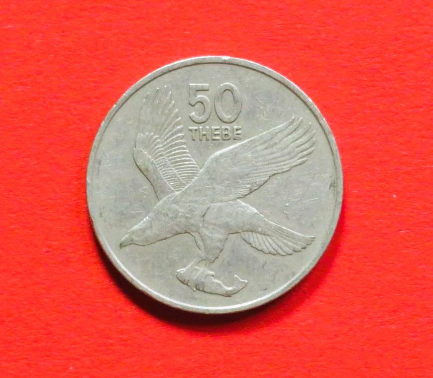Botswana:  50 Thebe, 1976-1984, gebraucht (used / ss+)