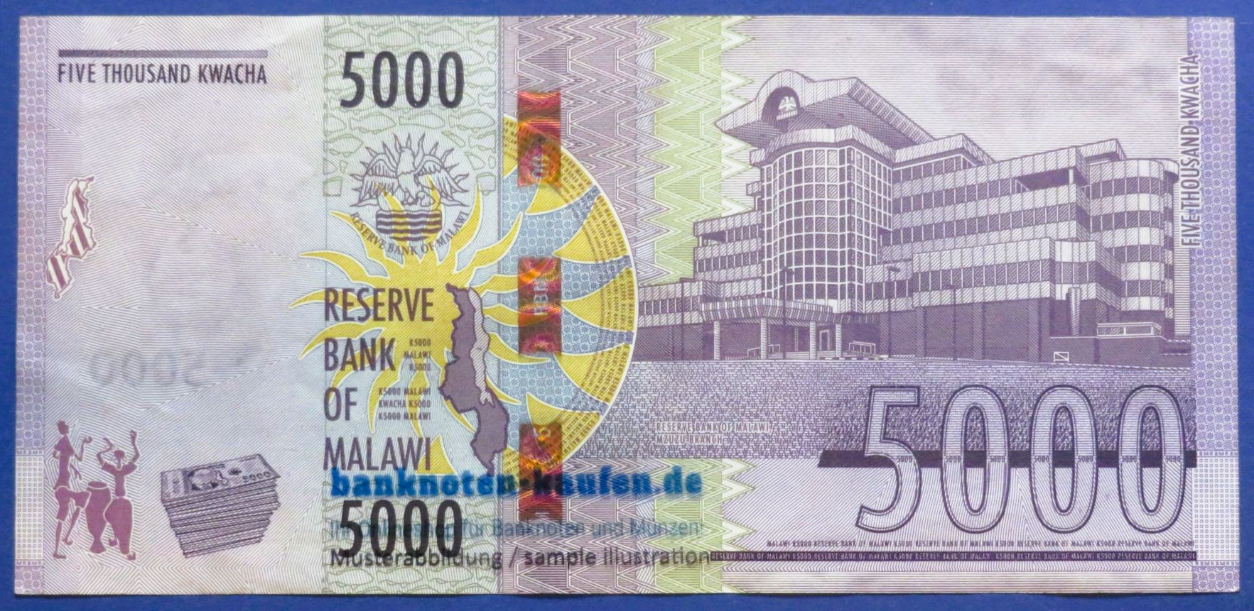 Malawi - 5,000 Kwacha, 2022, circulated (USED / VF), P-71a